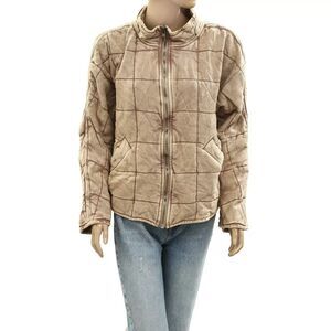 Free People Dolman Quilted Knit Jacket Top Oversized Zip-up Slouchy L NWD 283885
